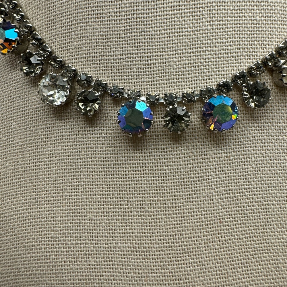 657-Vintage Weiss Borealis Rhinestone Necklace - Picture 7 of 14